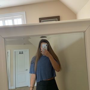 Lululemon blue crop top with back cut out